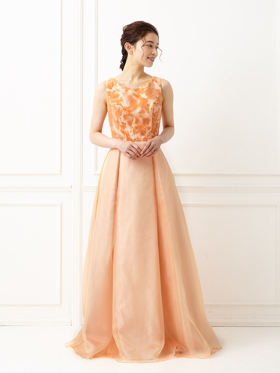 ステージドレス　エメ　花柄オレンジ