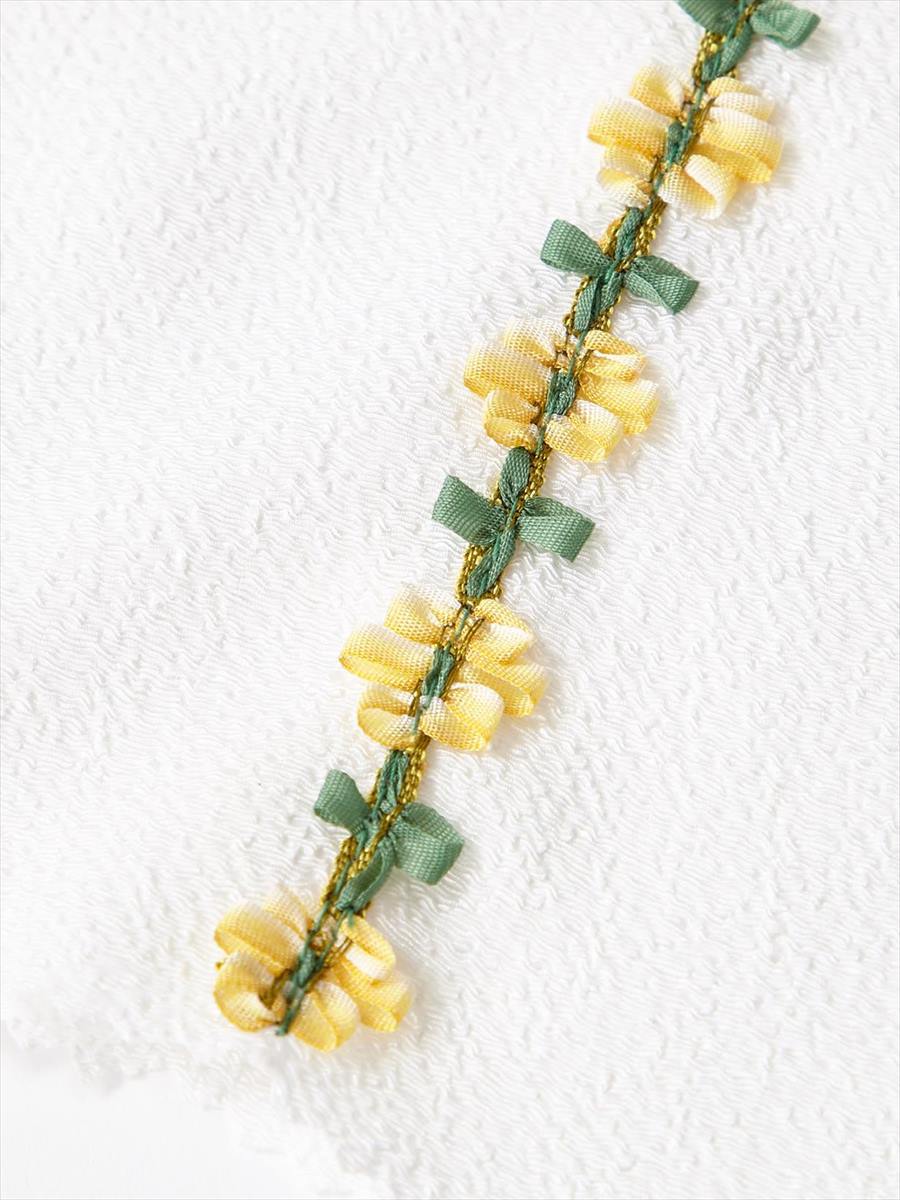 半衿 花リボン刺繍 Free イエロー ふりふ ミマツグループオンラインストア