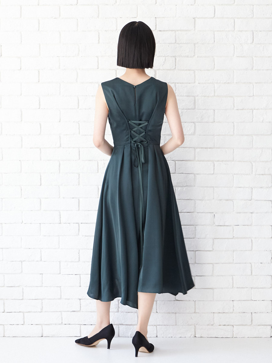 サテンタックアシンメトリースカートドレス｜パーティードレスの通販 