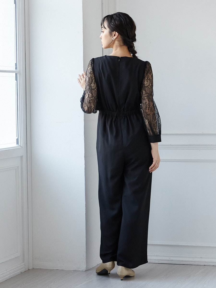 【限定品】スーツ/フォーマル/ドレス袖付きカシュクールオールインワン(XS ブラック): AIMER | エメ