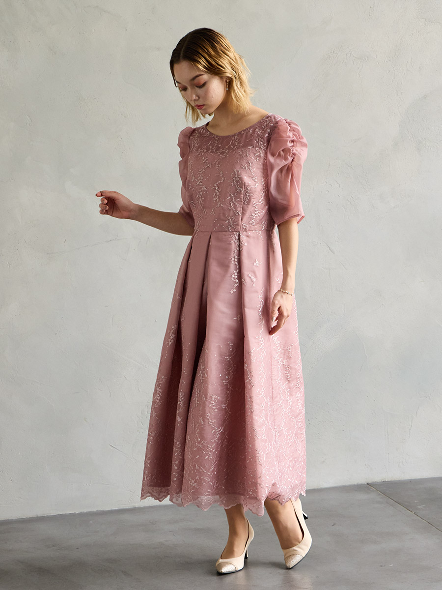 試着キャンペーン対象】スパンコール小花刺繍フィット＆フレ