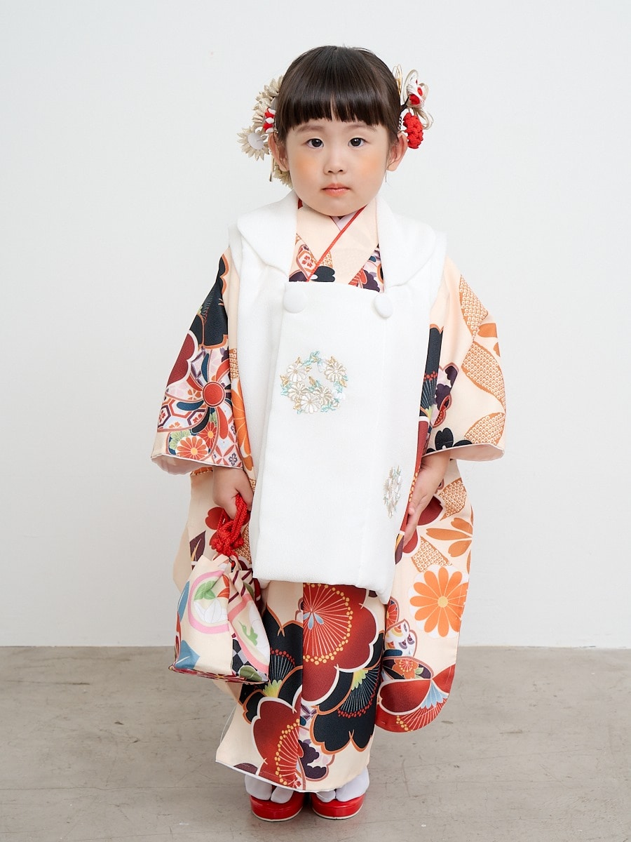 七五三 着物 ３歳 被布コート 刺繍柄 ピンク 日本製 新品 mi530