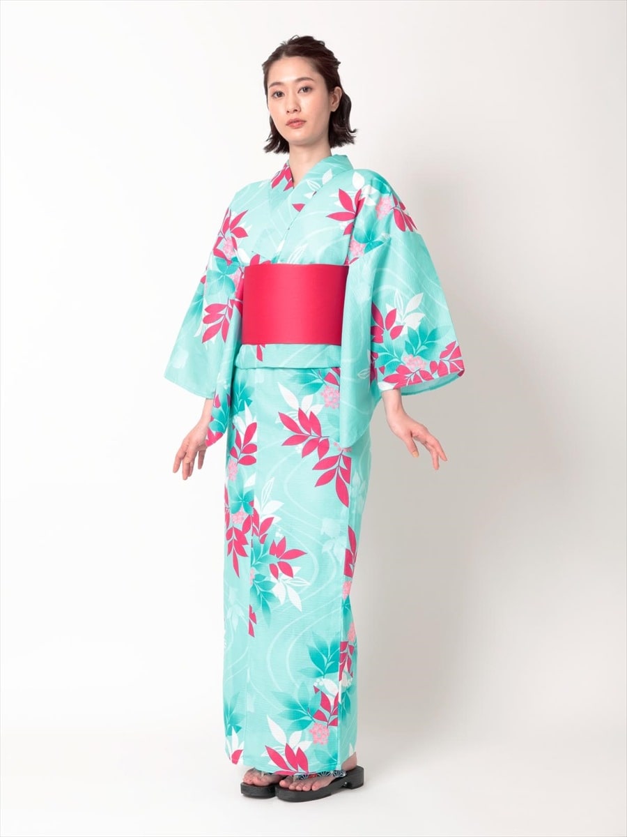 浴衣3点セット 金魚と南天 Free ブルー 三松 しゃら ミマツグループオンラインストア