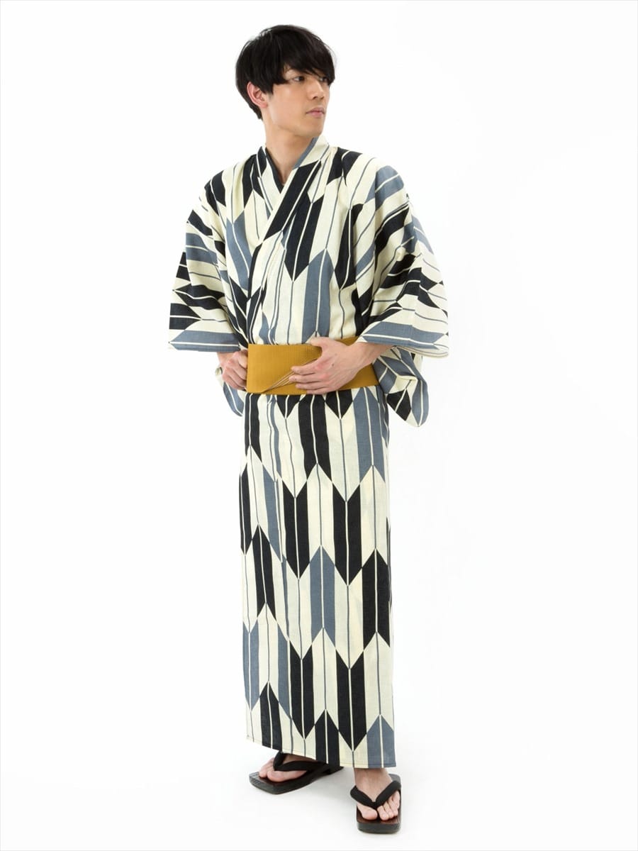 メンズ浴衣3点セット 矢羽 ブラック Ll Ll ブラック 三松 しゃら ミマツグループオンラインストア