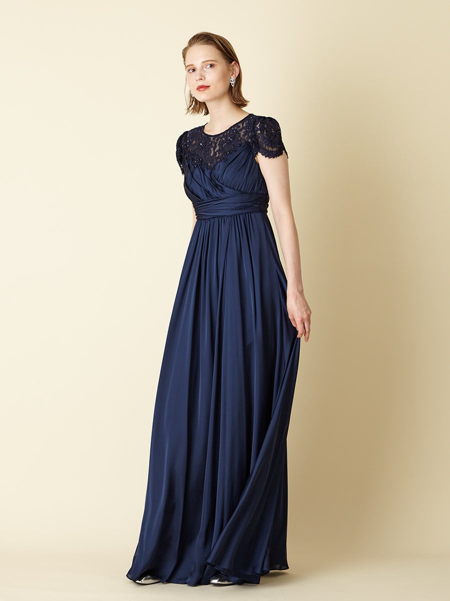 Cloudy ラッセルレースショルダーデザインａラインドレス 9号 ネイビー Aimer エメ ミマツグループオンラインストア