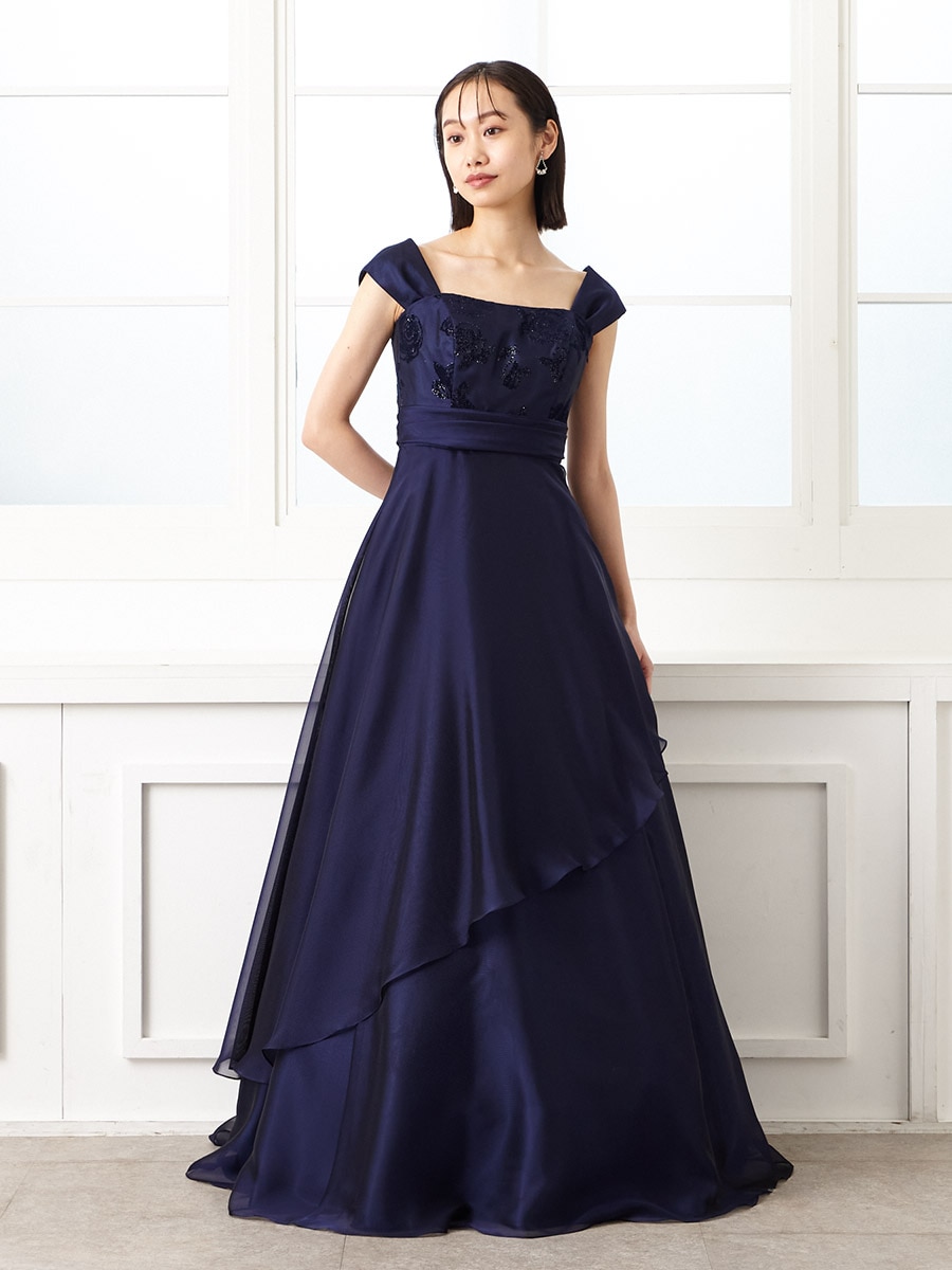 Web限定 ラメフロッキーロングドレス 9号 ネイビー Aimer エメ ミマツグループオンラインストア