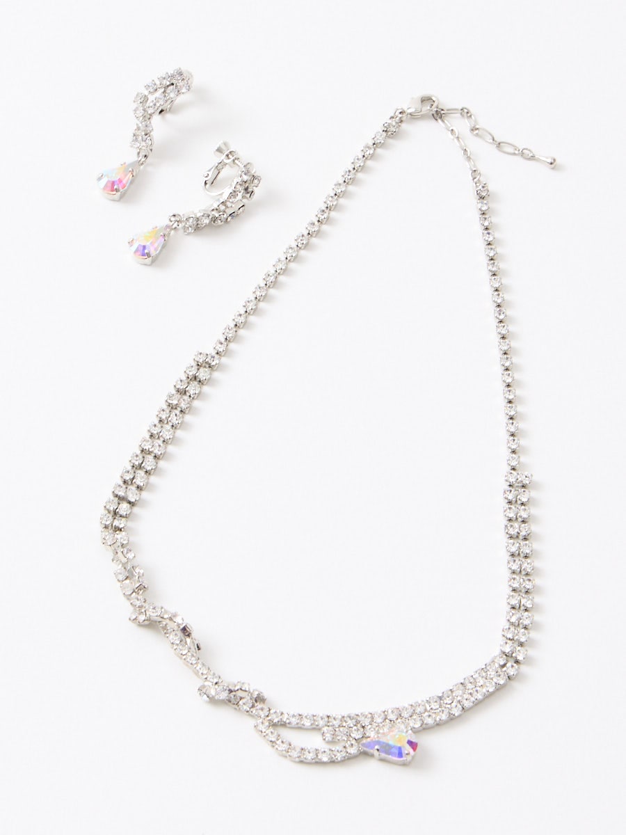 アシンメトリーウェーブラインネックレスセット(FREE オーロラ): AIMER