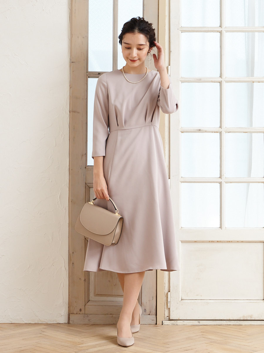 ウエストタック七分袖フレアワンピース M スモーキーグリーン Aimer エメ ミマツグループオンラインストア