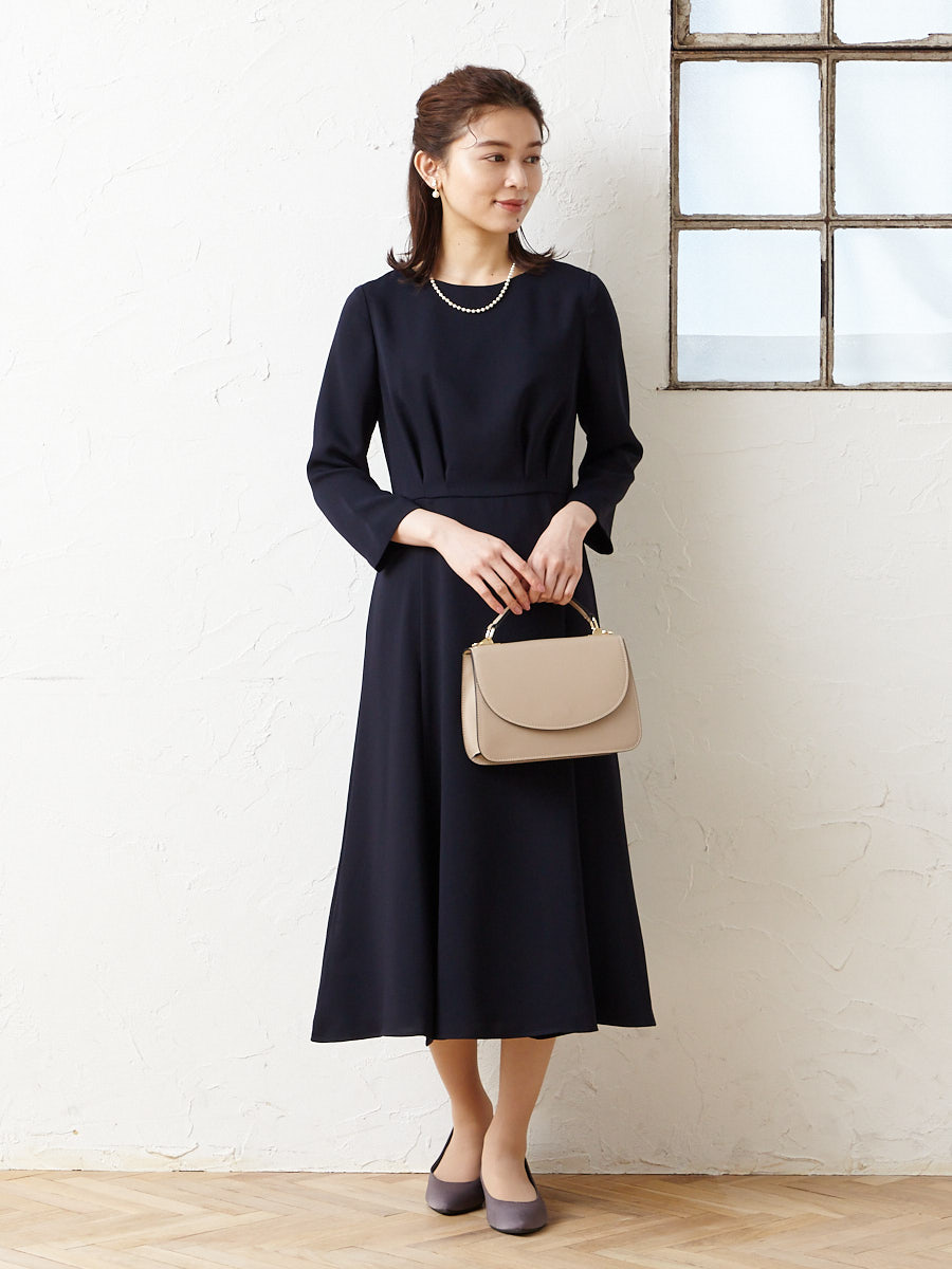 ウエストタック七分袖フレアワンピース M スモーキーグリーン Aimer エメ ミマツグループオンラインストア