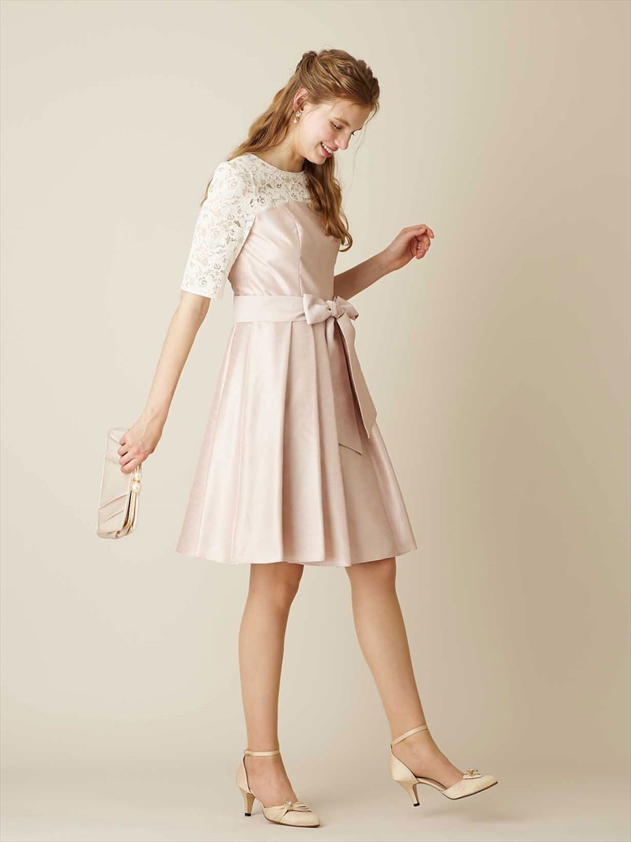 バックサテンシャンタン コードレースワンピースドレス 9号 ピンク Aimer エメ ミマツグループ 公式通販サイト