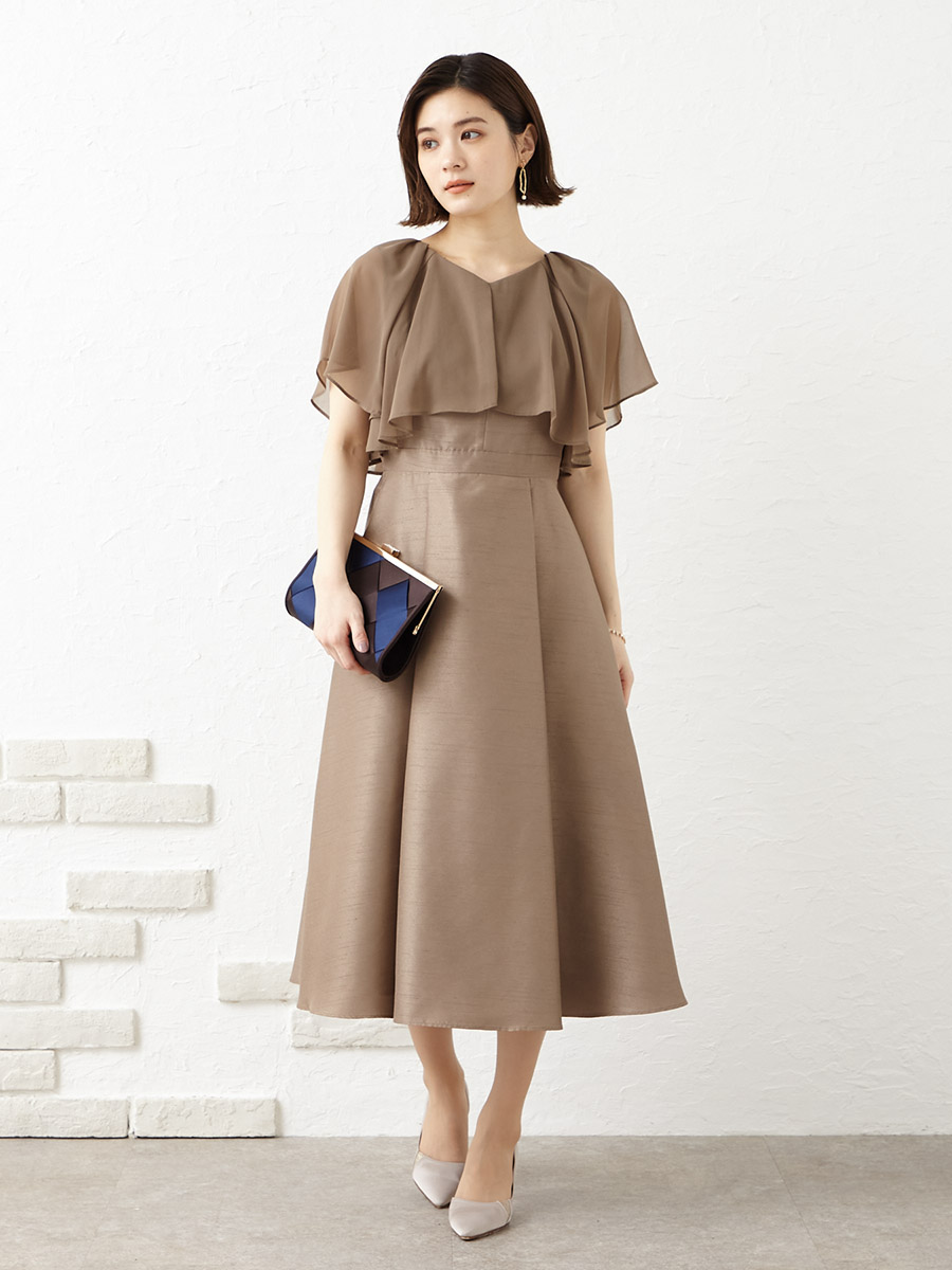 ドレス 「Rennka」ケープ付きフレアドレス - レディースファッション