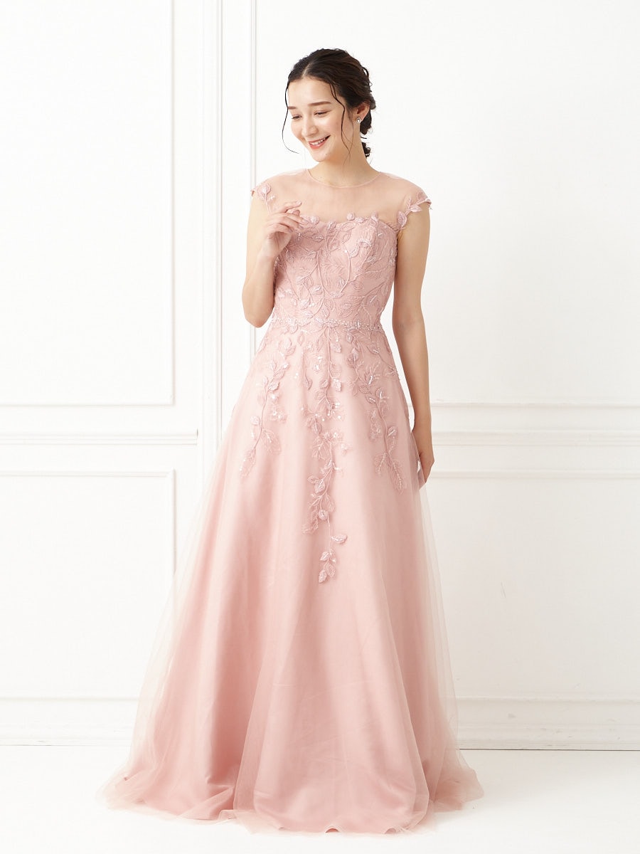 Luminous レース刺繍ソフトaラインロングドレス 9号 ピンク Aimer エメ ミマツグループオンラインストア
