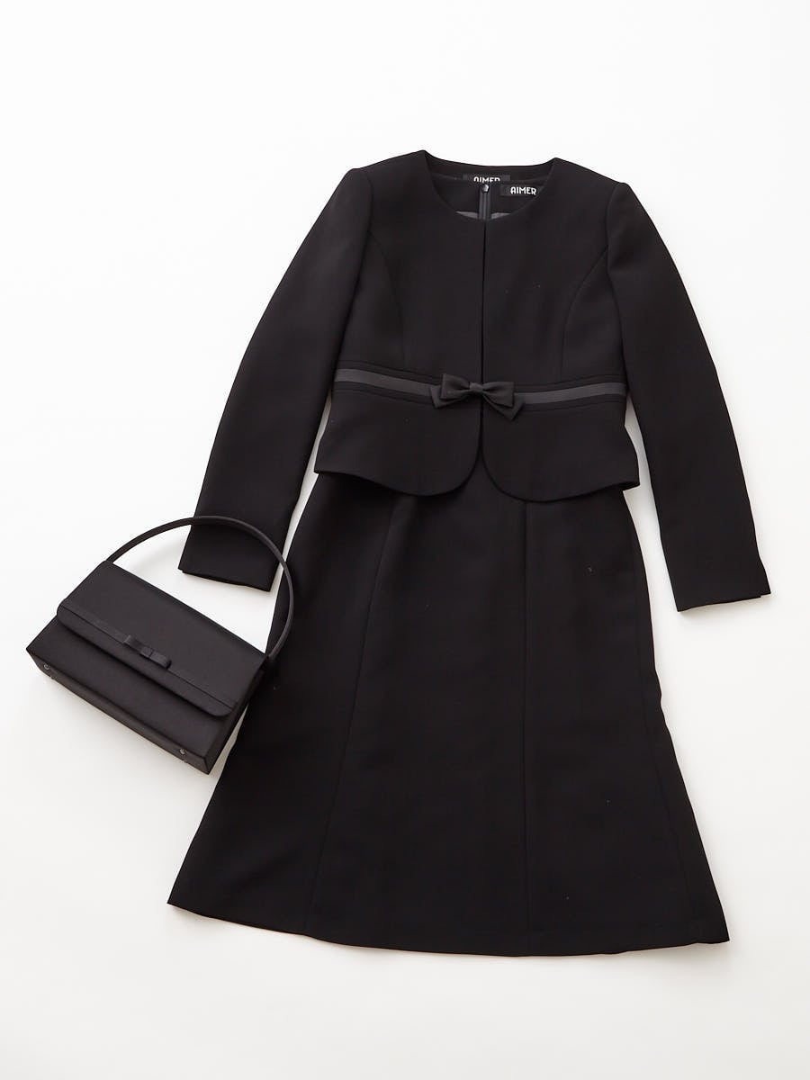 喪服 礼服 Web限定 ブラックフォーマルアンサンブル バッグset 7号 ブラック Aimer エメ ミマツグループオンラインストア