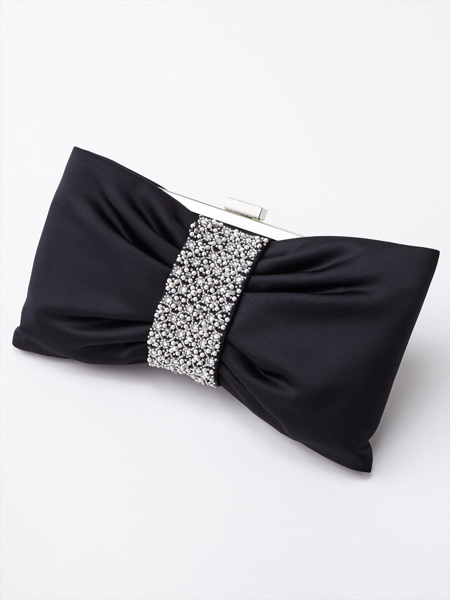 3月全品pt5倍 リボン型パールビーズ刺繍パーティーバック Free ブラック Aimer エメ ミマツグループ 公式通販サイト