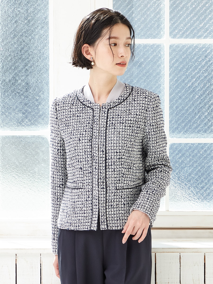 ミックスツイードノーカラージャケット M ベージュ Aimer エメ ミマツグループオンラインストア