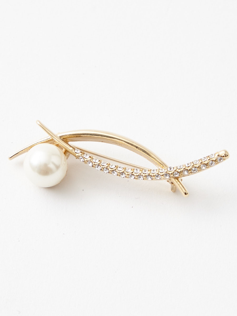 【美品 silver】真珠 デザイン ブローチカラーホワイト