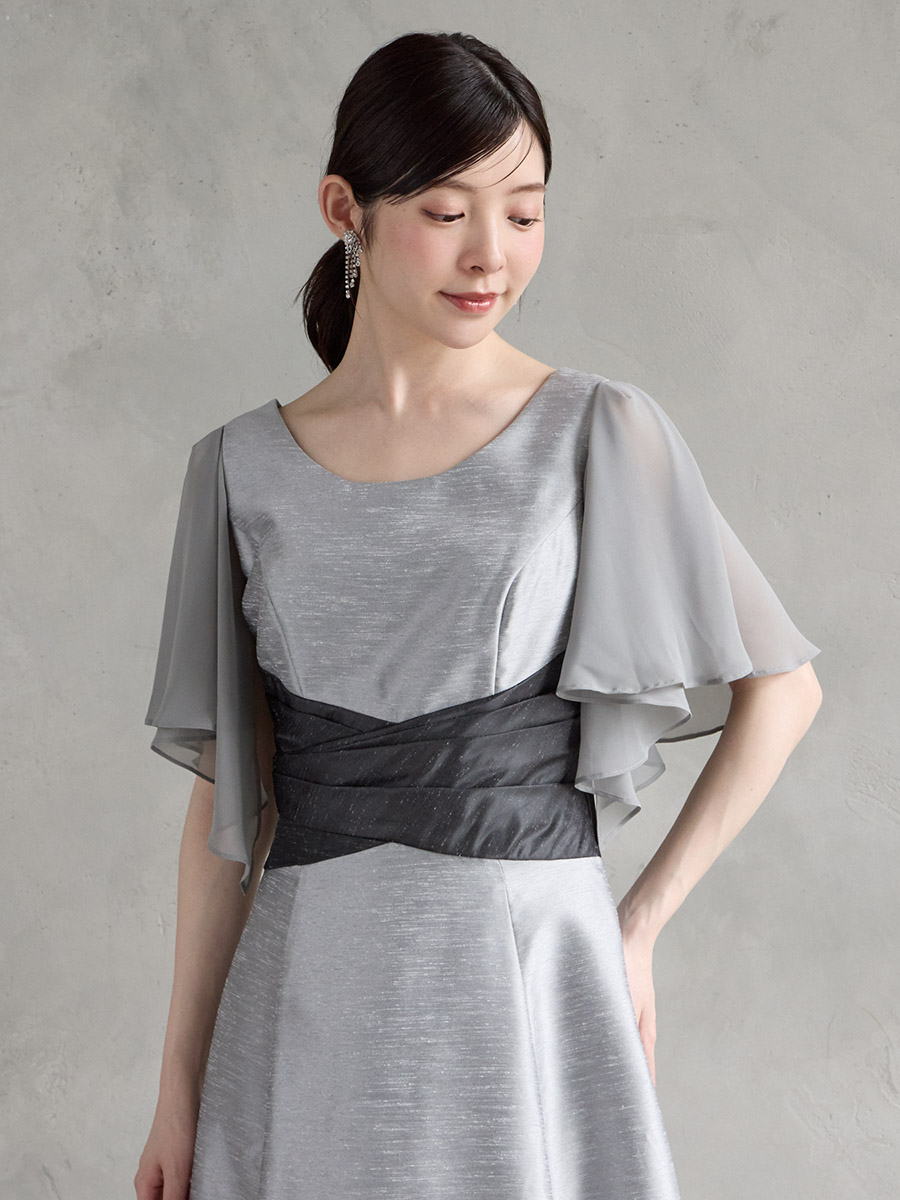 シャンタンロングドレス専用付け袖(LL ピーコックグリーン): AIMER