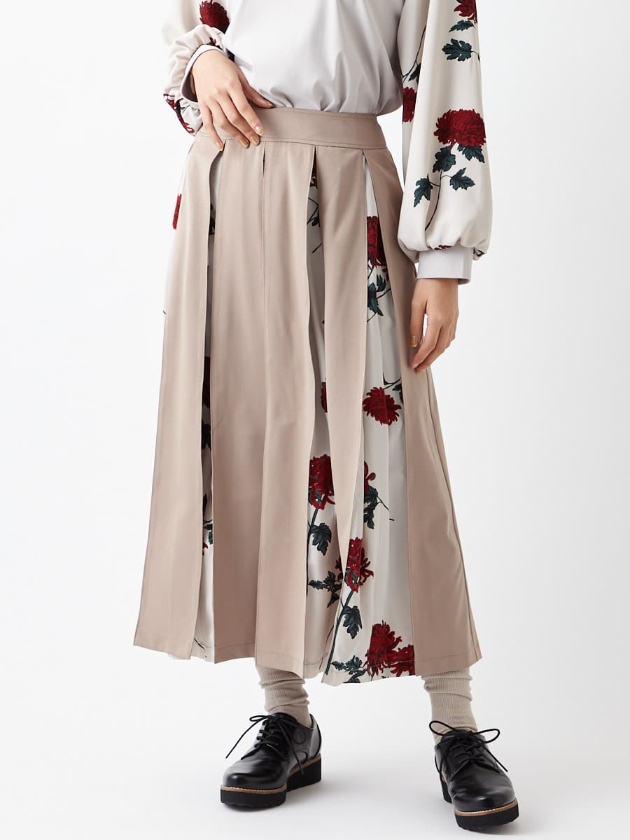 乱菊 春牡丹 インバーテッドプリーツスカート Free ベージュ ふりふ ミマツグループオンラインストア