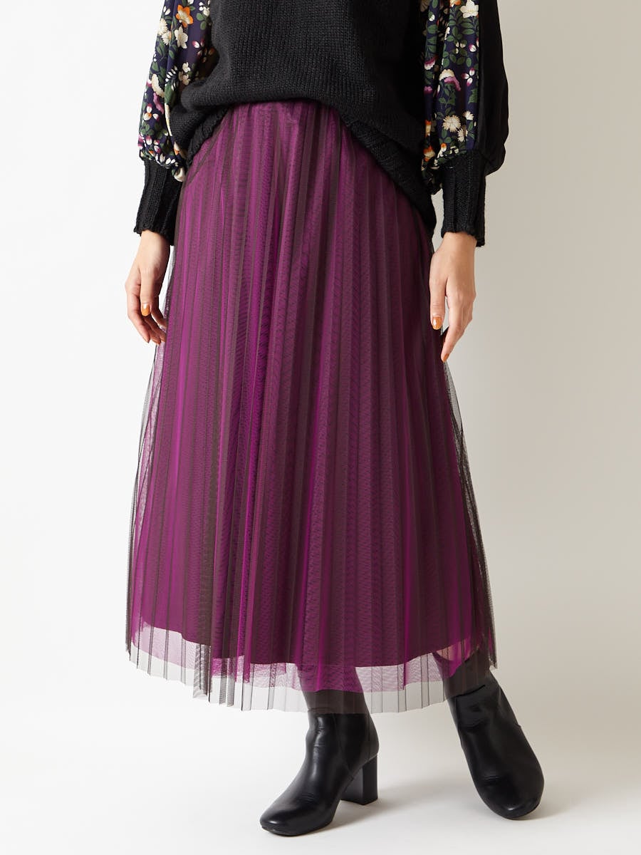 色重ねチュールプリーツスカート Free ダークブラウン ふりふ ミマツグループ 公式通販サイト