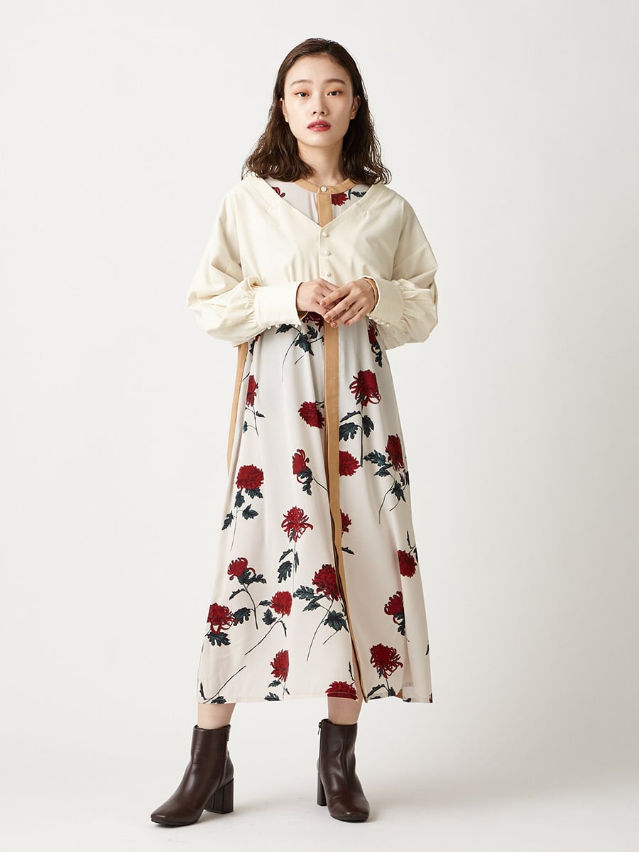 Web限定 乱菊 夜空猫 ブラウス マルチwayワンピース2点セット Free オフホワイト ふりふ ミマツグループオンラインストア