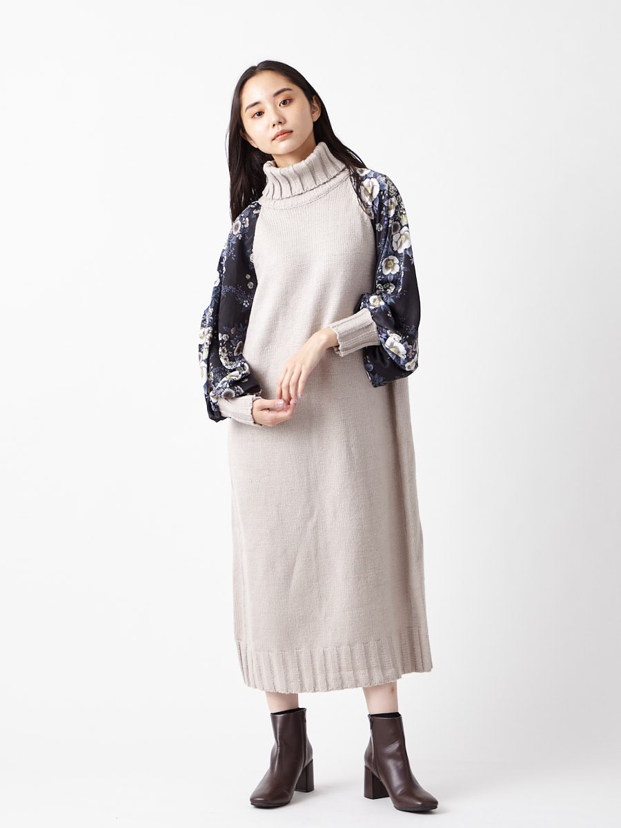 椿うさぎ 大椿 ローゲージタートルニットワンピース Free ブラック ふりふ ミマツグループオンラインストア