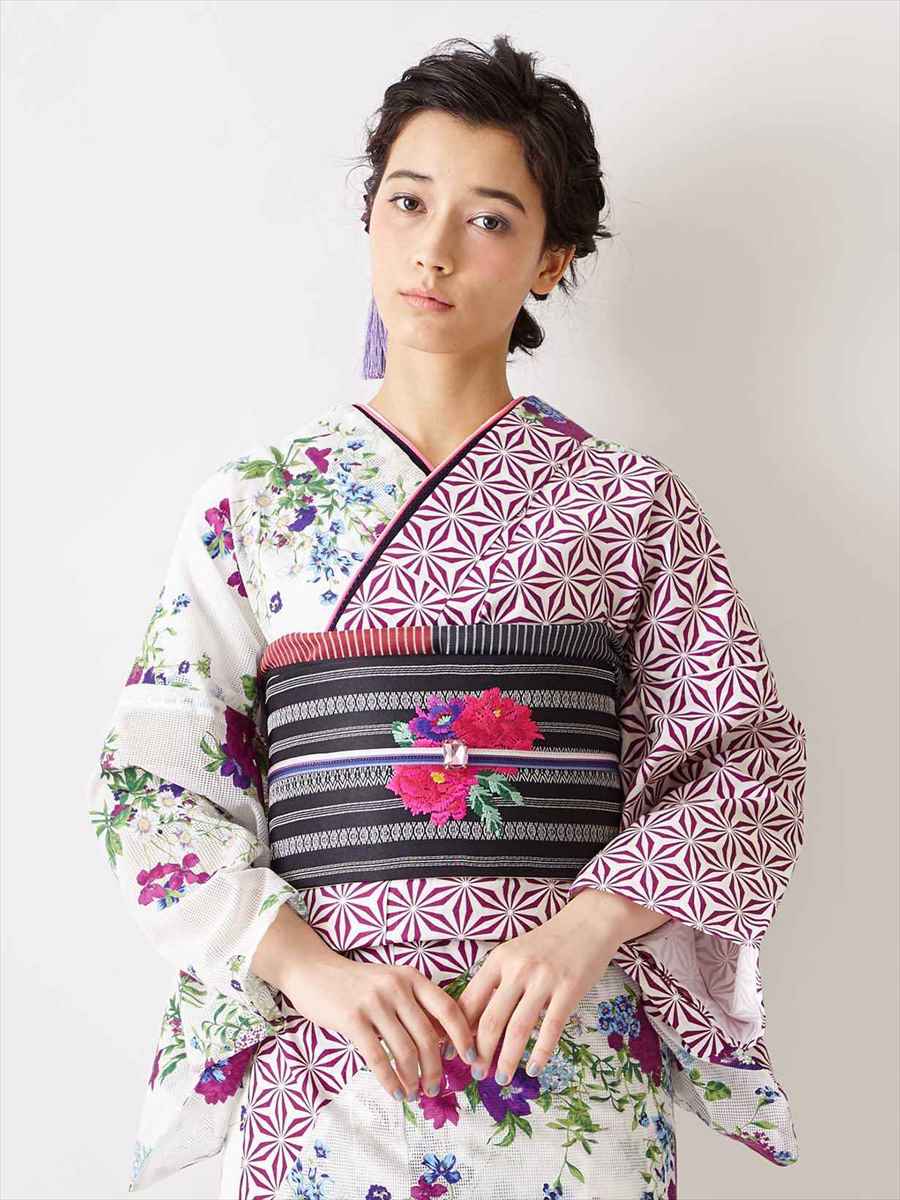 浴衣単品 マジックブーケ Free ホワイト ふりふ ミマツグループオンラインストア