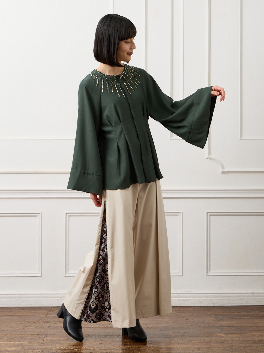 デザイナーおすすめコーデセット（ 刺繍ケープ風ブラウス＋ サイド  