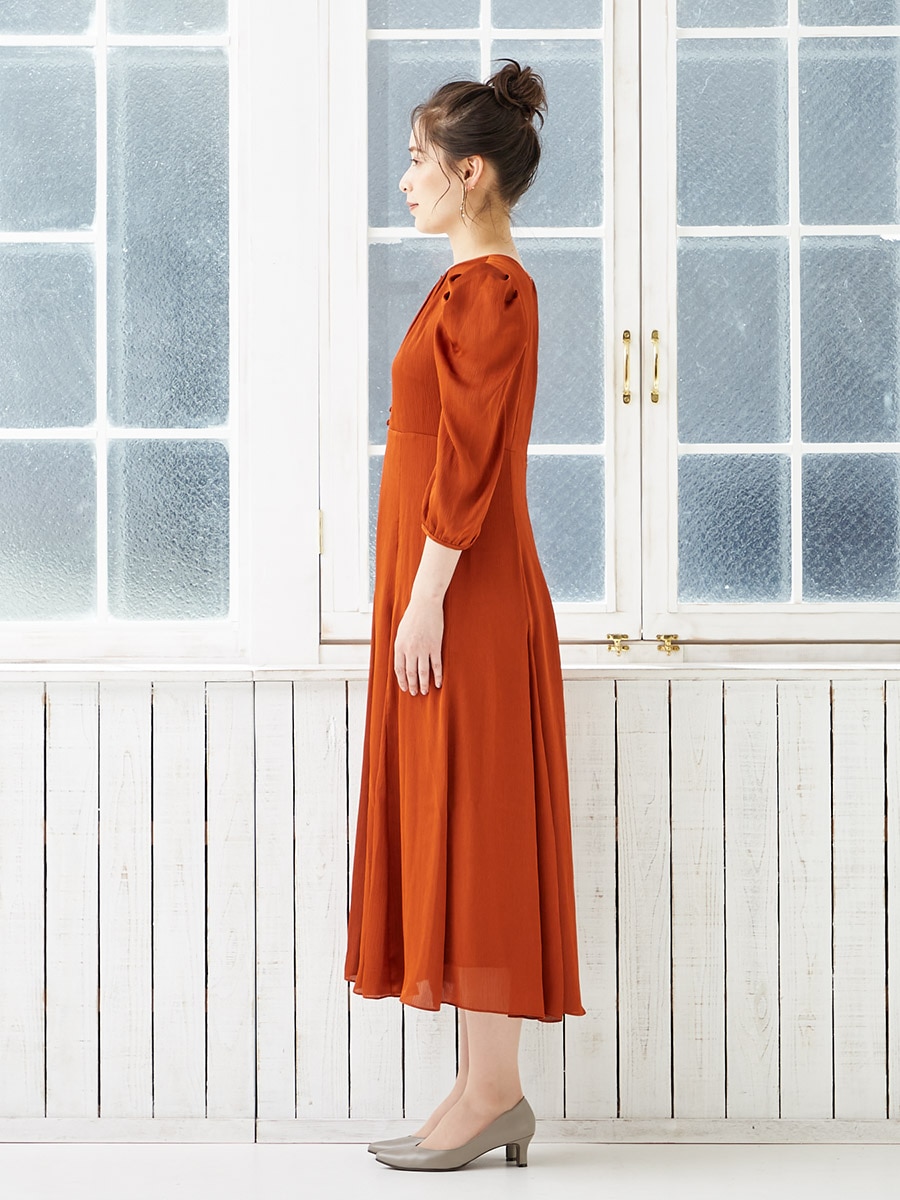 パフスリーブワンピース M レンガ Aimer エメ ミマツグループオンラインストア