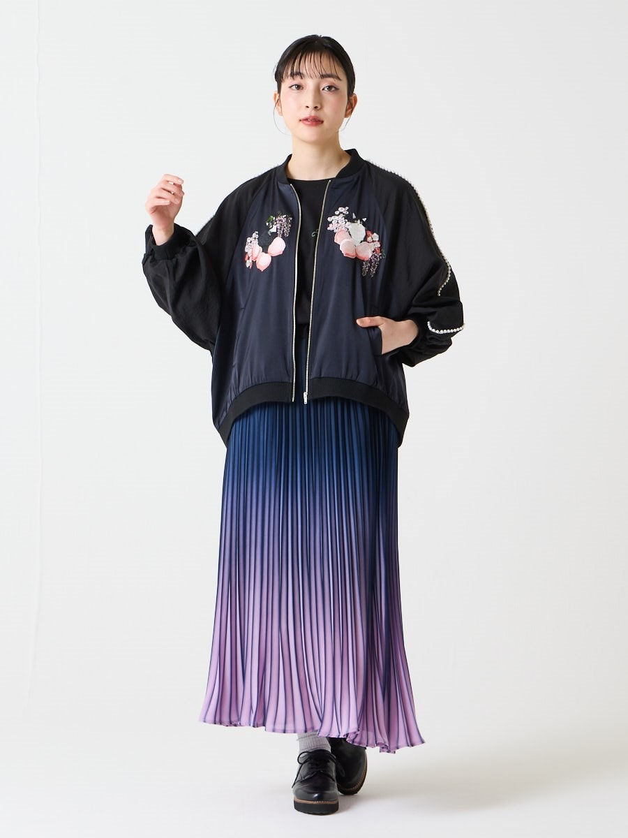 桃源郷 猫刺繍スカジャン(FREE ブラック): ふりふ｜ミマツ