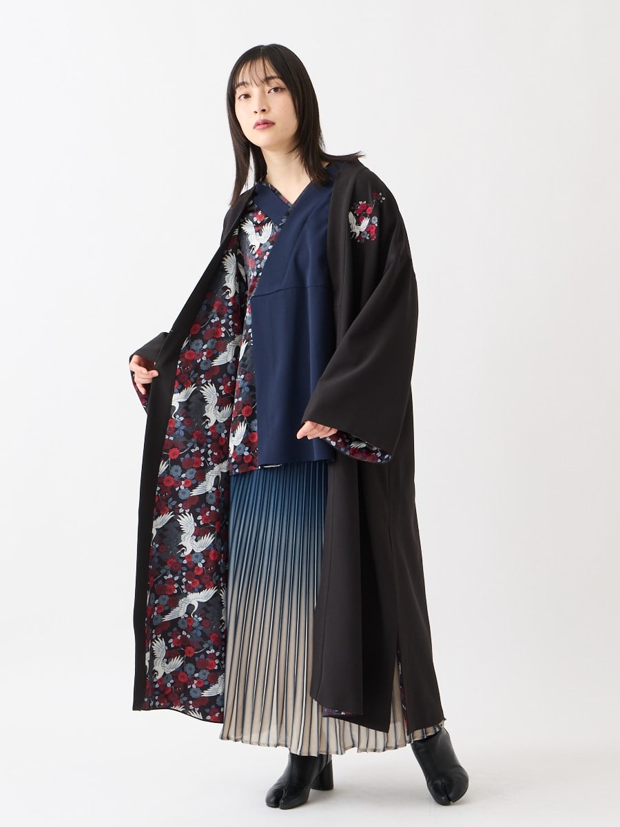 八重鶴姫 リバーシブル刺繍羽織(FREE※1/6以降順次発送 ライトグレー