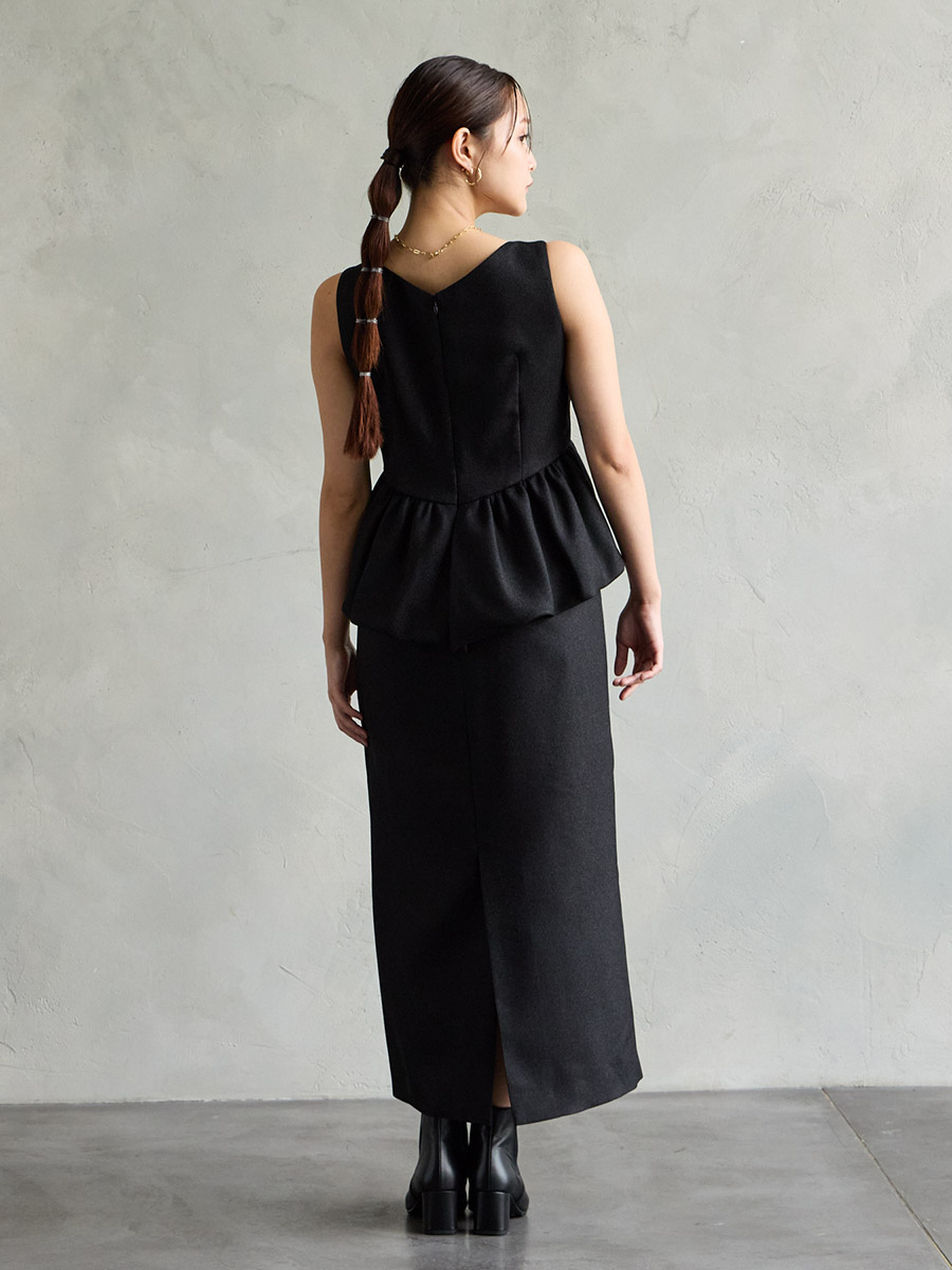 【店舗限定】AimerAcretエメエクレ／ペプラムドレス 試着キャンペーン対象】【WEB/Aimer Acret店限定】シャンブレー