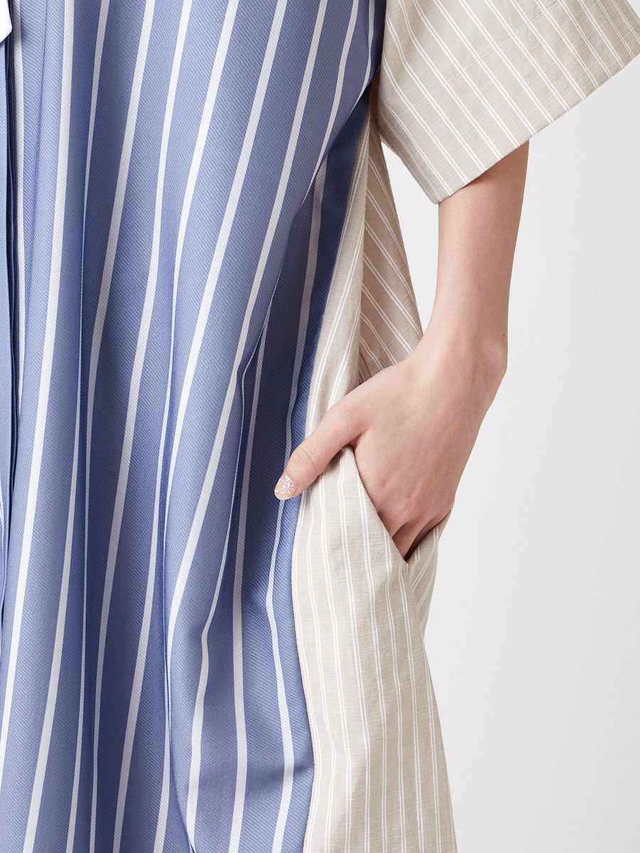 姉萌音 ブザムストライプシャツワンピース Free ブルーグレー ふりふ ミマツグループオンラインストア