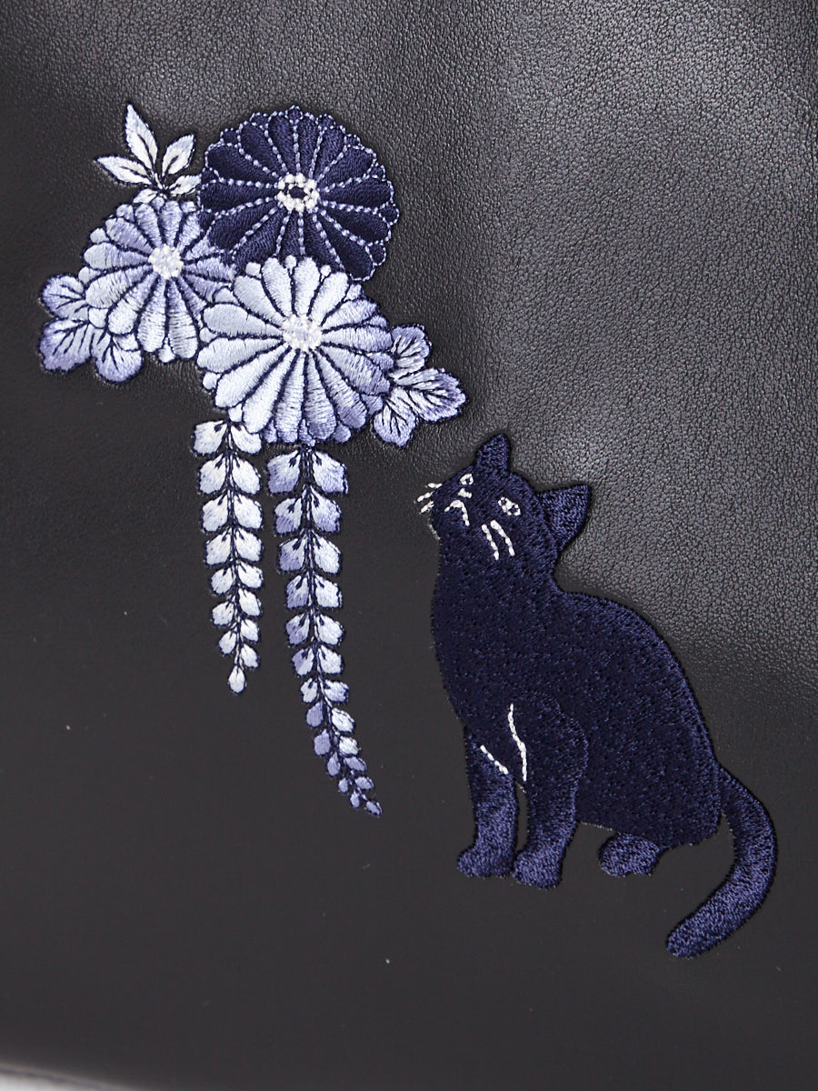 夜空猫刺繍がま口バッグ(FREE ブラック): ふりふ｜ミマツグループ 