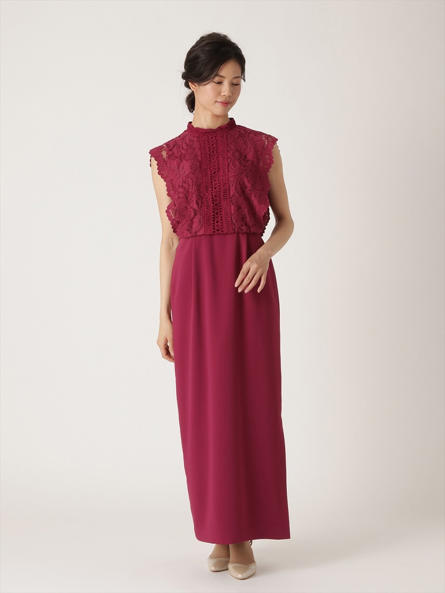 リーフレーストップス ミモレドレス 結婚式 2次会 パーティードレス M ブラック Aimer エメ ミマツグループ 公式通販サイト