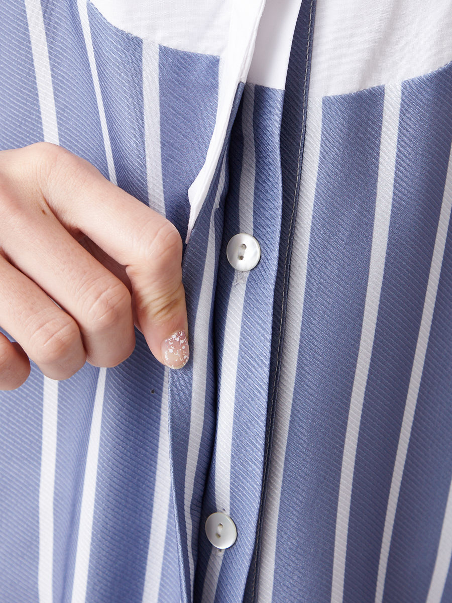 姉萌音 ブザムストライプシャツワンピース Free ブルーグレー ふりふ ミマツグループオンラインストア