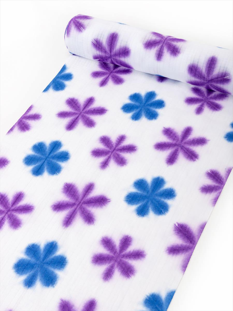 サイズオーダー浴衣　雪花絞り・藍×紫