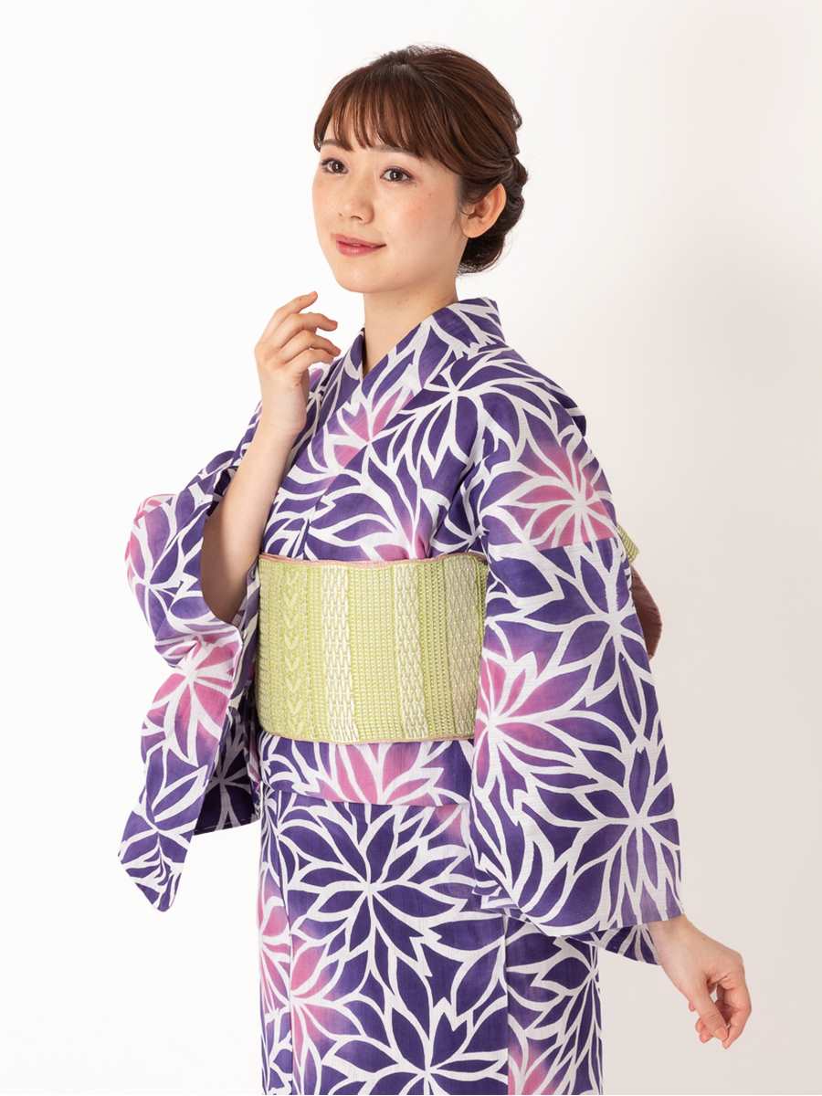 三松オリジナル浴衣「むじな菊」（紫）