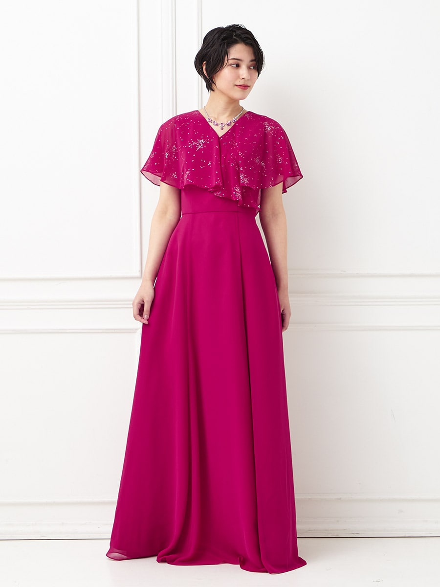 silky sun/グリッターラッフルロングドレス