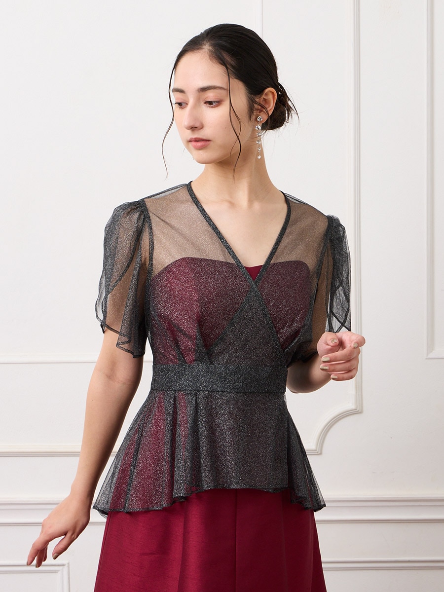 ラメチュールカシュクールデザインブラウス