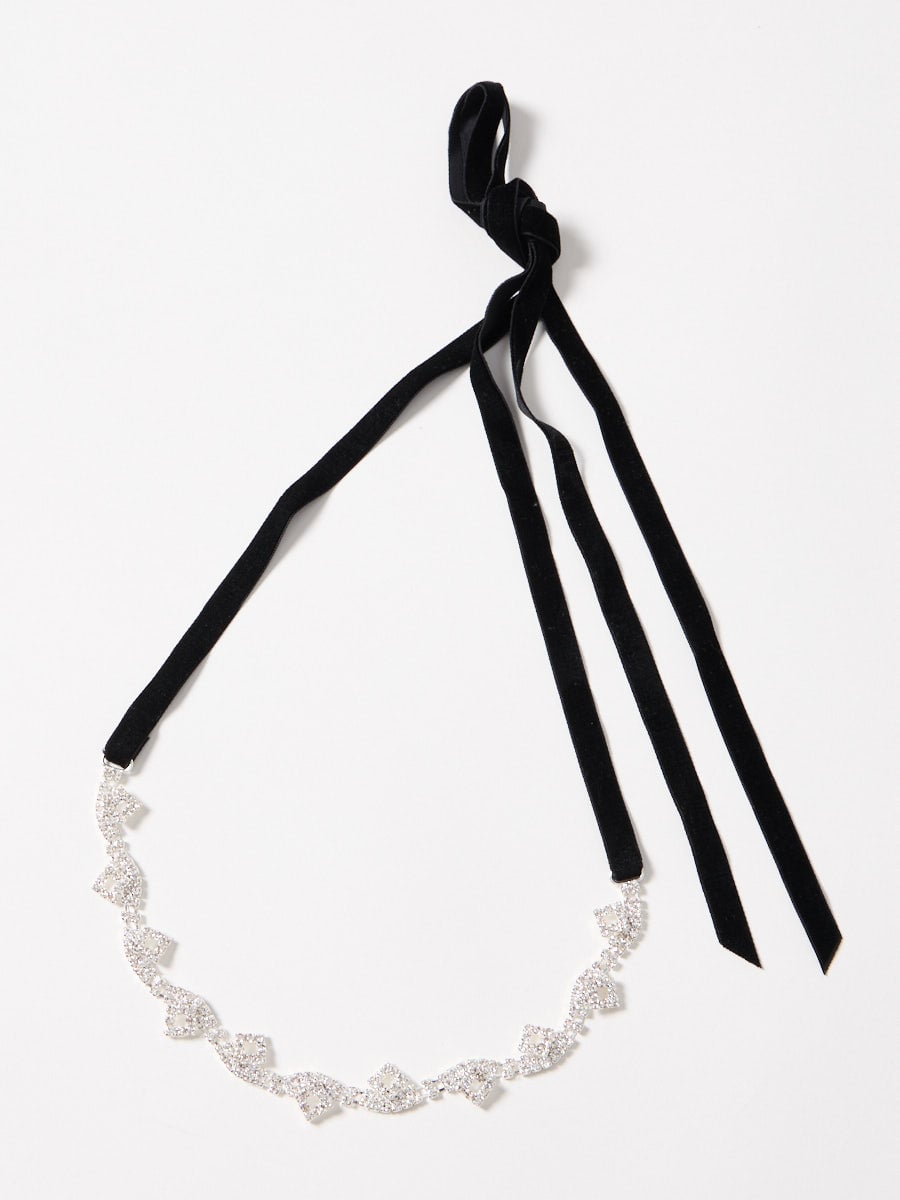 ビジューベルベットリボンベルト