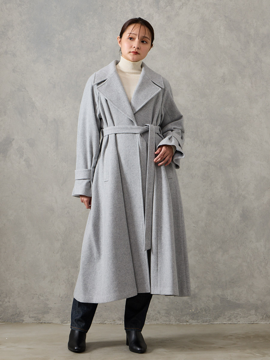 RESCWOOL®モッサ ビッグカラーフィット&フレアベルテッドコート