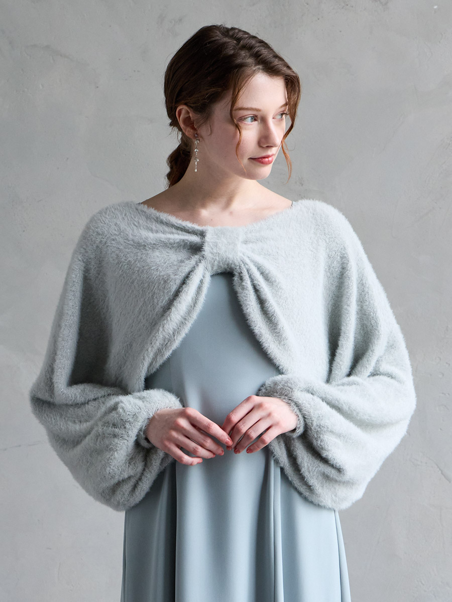 マルチWAYパールボタン付きラメニットリボンデザインカーディガン