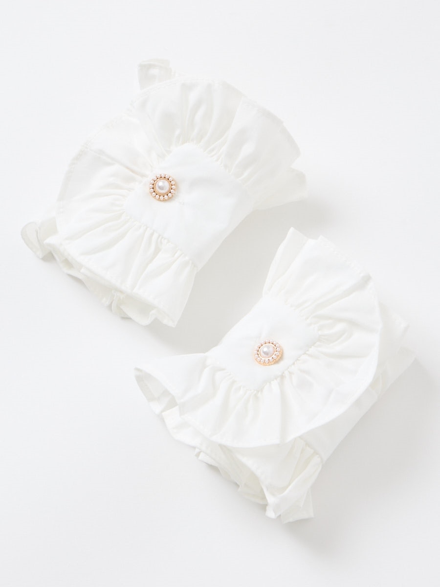 【残りわずか】付け袖「パールフリル袖」