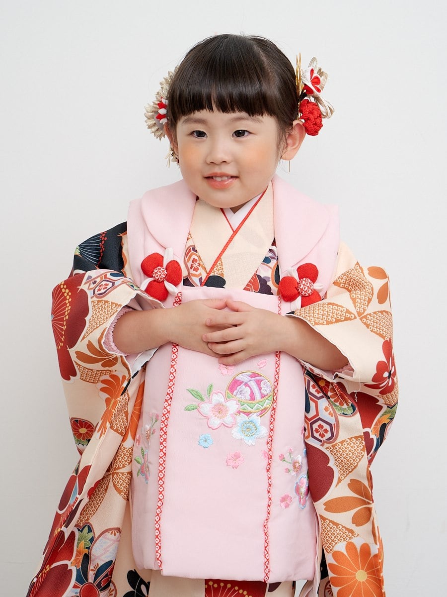 【 七五三 被布コート 】  毬と桜|ピンク
