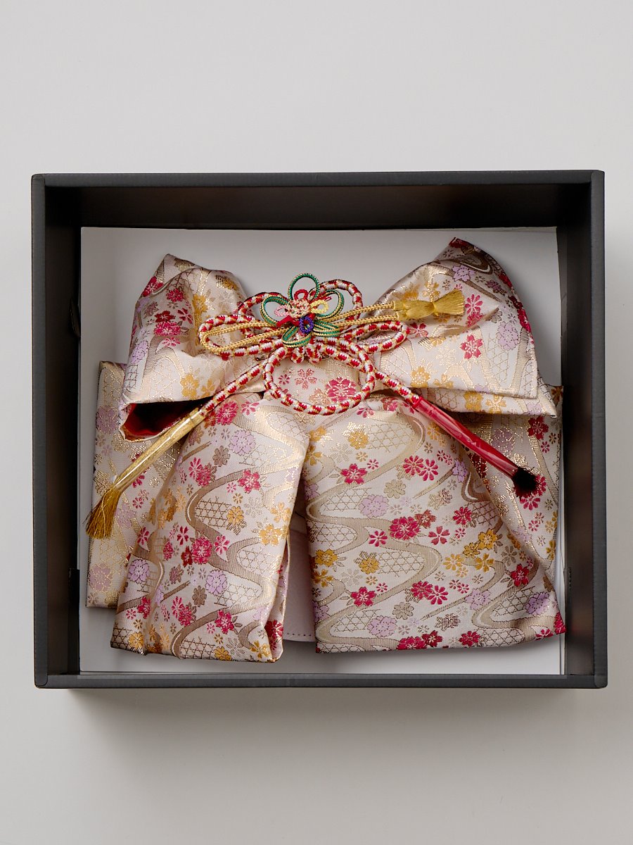 【 七五三 7才 結び帯 】　総柄|ホワイト