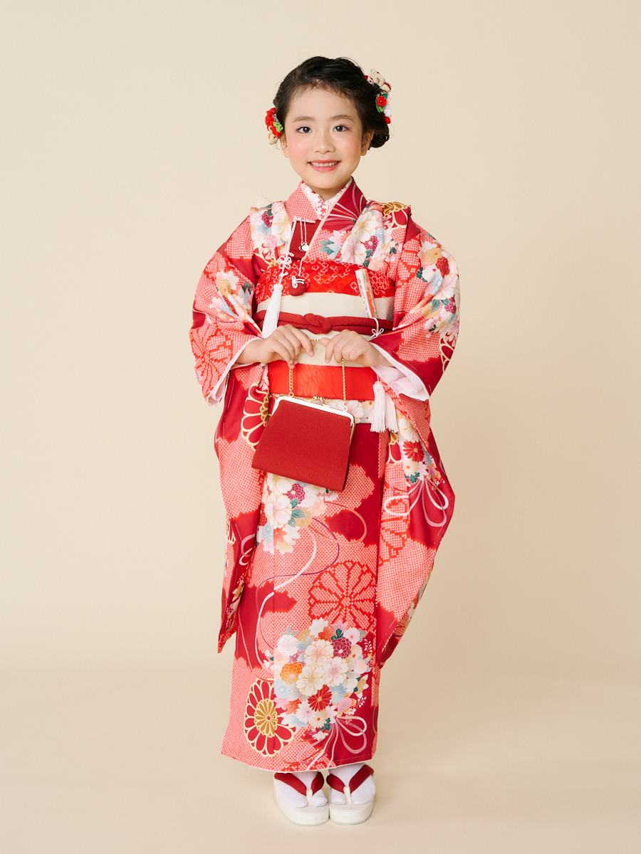 【ラスト1点】【 七五三 7才 フルセット 】 くす玉|レッド