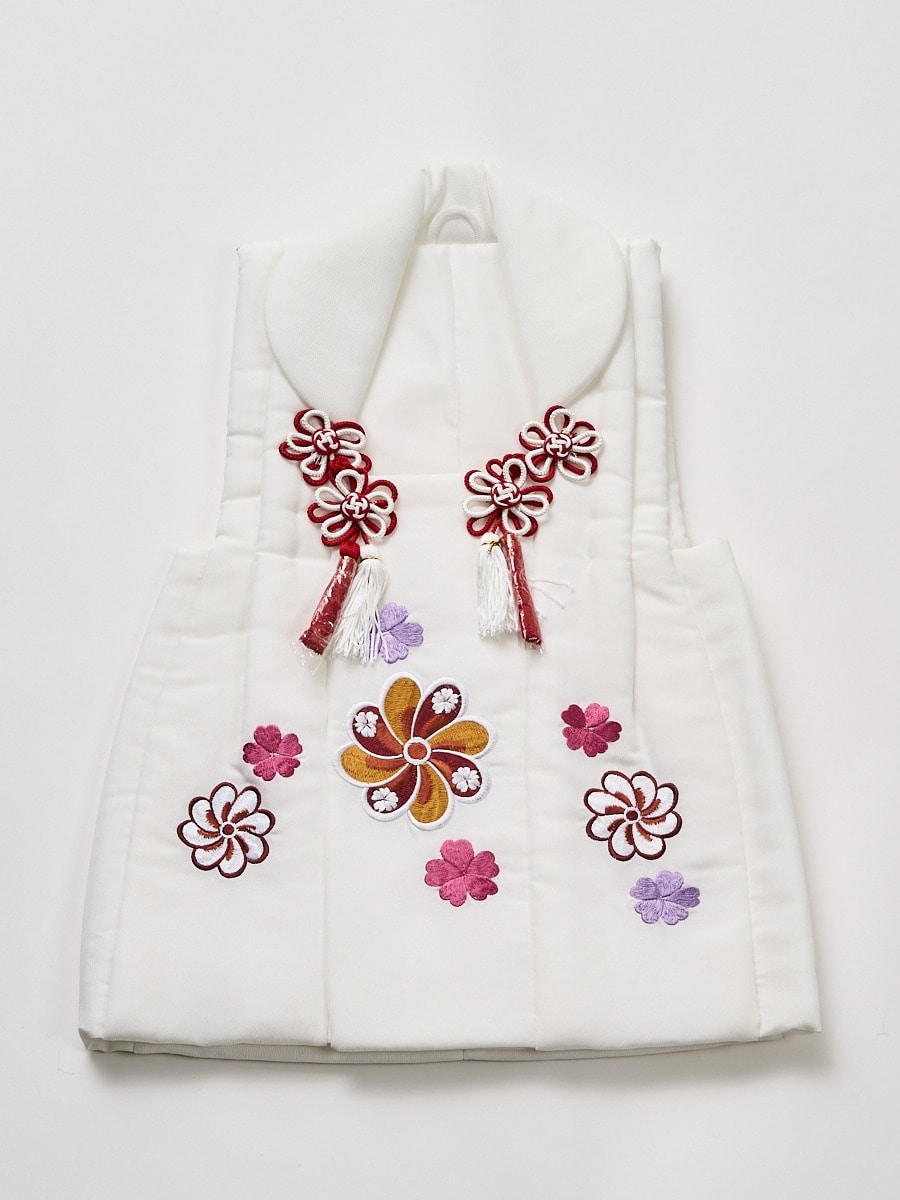 【 七五三 被布コート 】  ねじり菊|ホワイト