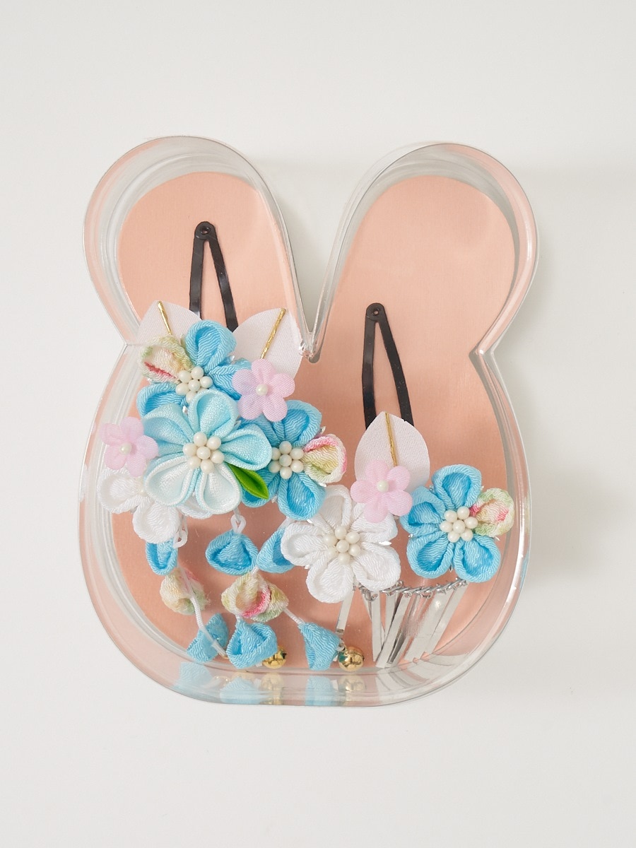 【七五三 髪飾り】つまみ細工|スカイブルー