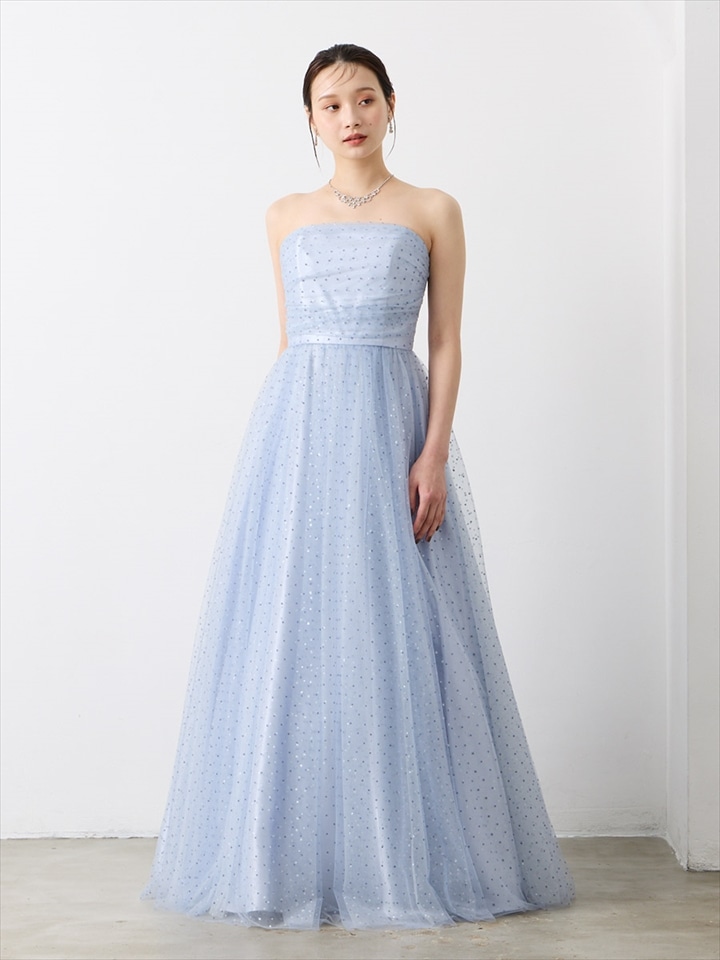 Polka/フロッキー・グリッター×チュールドレス|サックス