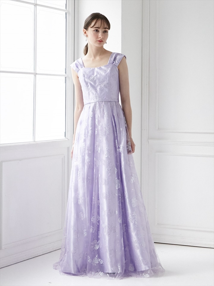 ローズグリッター×チュールAラインドレス|ラベンダー